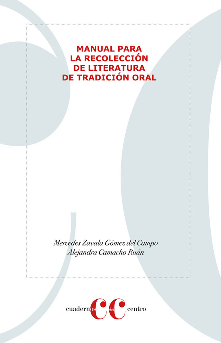 Portada de Manual para la recolección de literatura de tradición oral